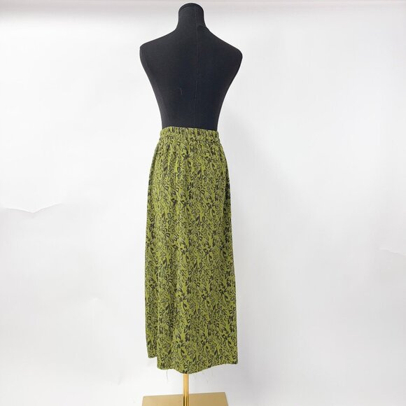 VINTAGE STLYE FLORAL GREEN PRINTED MAXI SKIRT - Picture 3 of 9